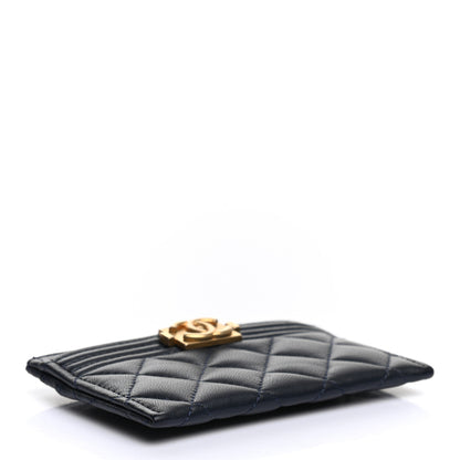 Chanel Lambskin Quilted Boy Card Holder Navy 4 of 8
