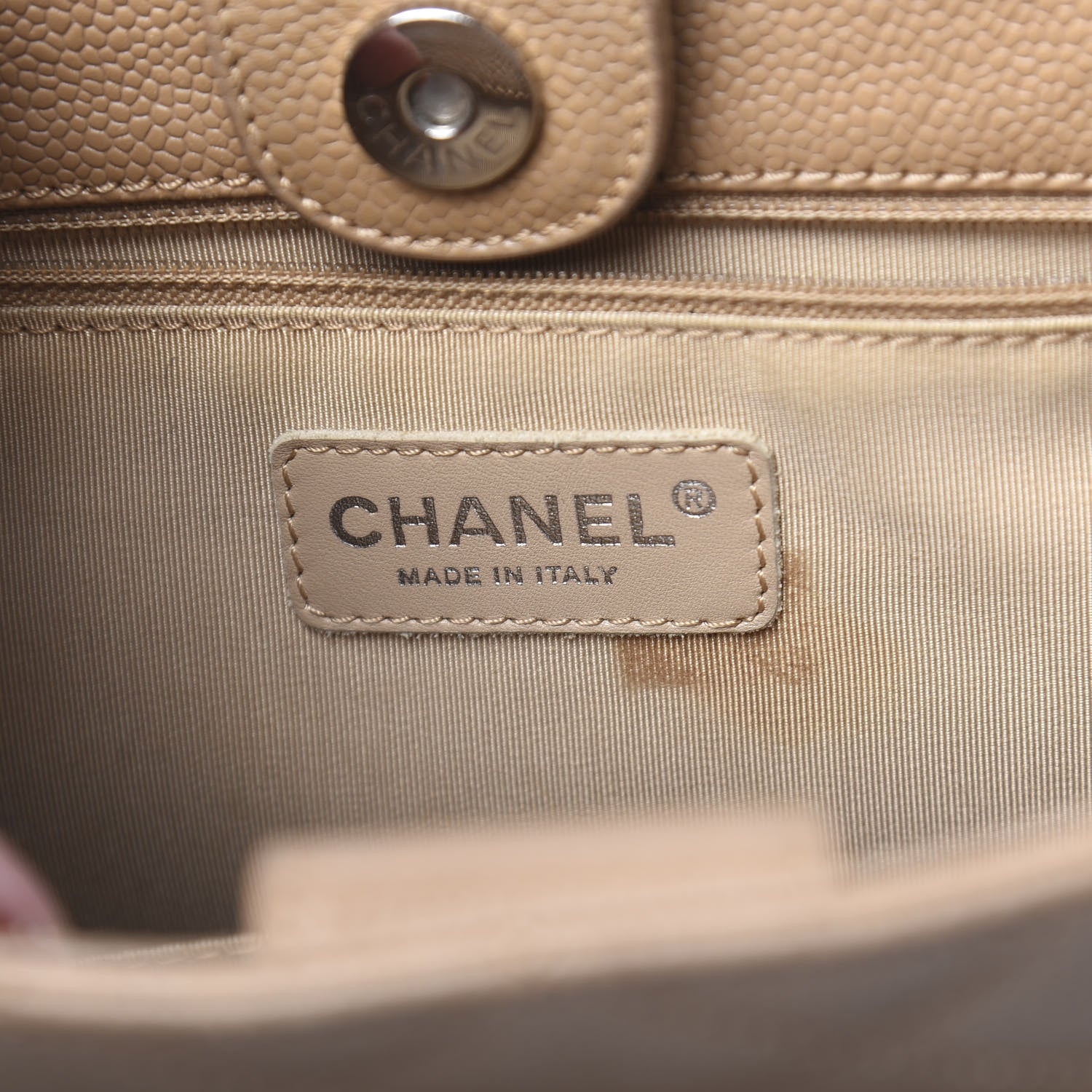 Chanel Caviar Quilted Petit Shopping Tote PST Dark Beige 6 of 19