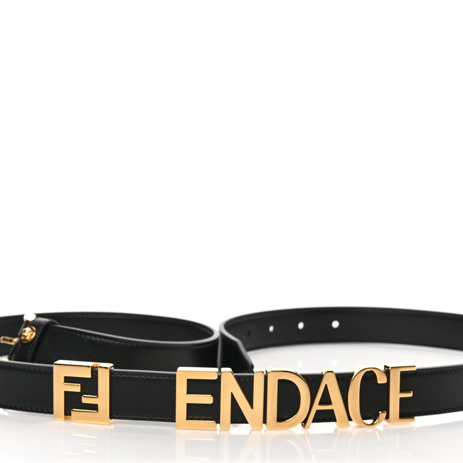 Versace X FENDI Calfskin Fendace Logo Belt 85 34 Black 3 of 4