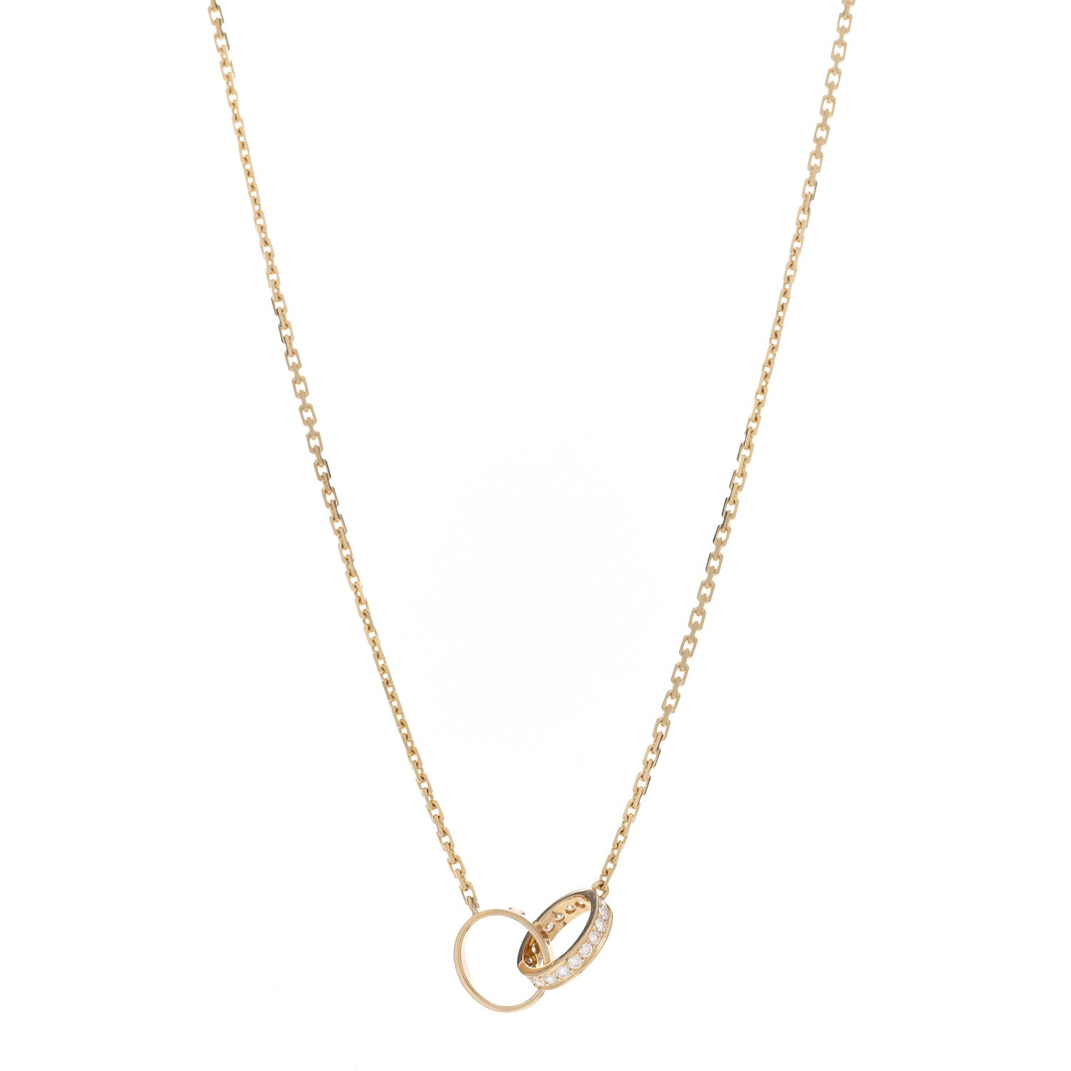 Cartier 18K Yellow Gold Diamond Interlocking LOVE Necklace 1 of 5
