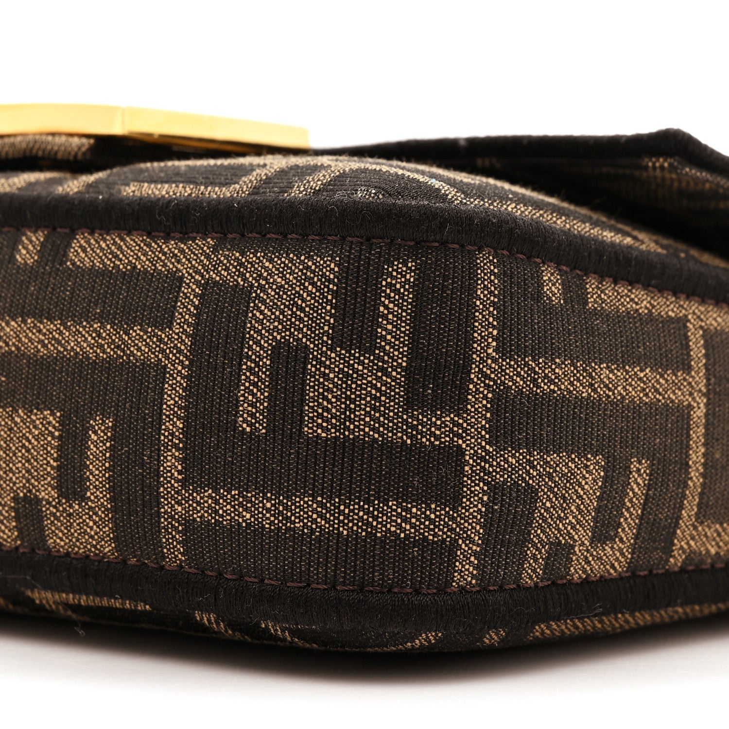 Fendi Fabric Jacquard FF 1974 Mini Baguette Tobacco Moro Black 7 of 9