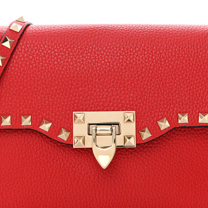 Valentino Garavani Pebbled Calfskin Medium Rockstud Flip Lock Crossbody Bag Rouge Pur 7 of 10