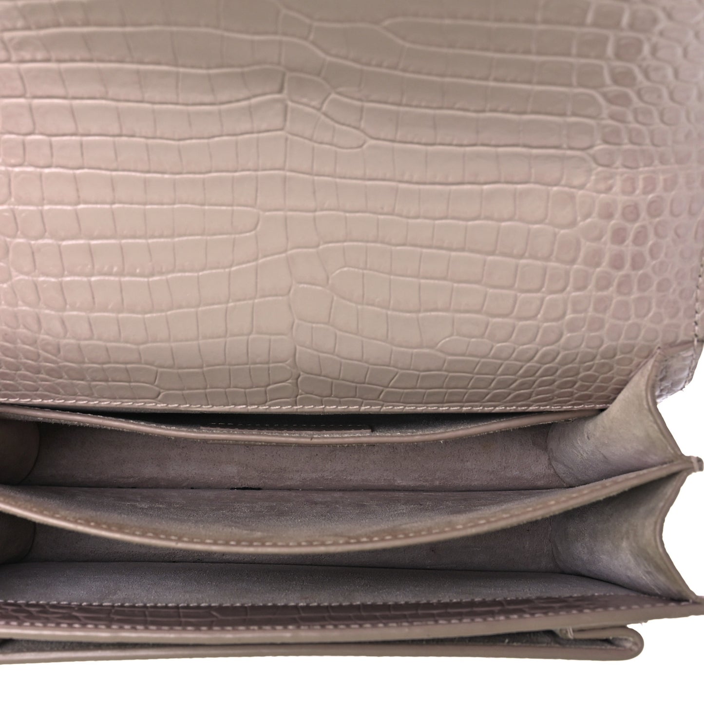 Calfskin Crocodile Embossed Medium Monogram Sunset Powder Pink