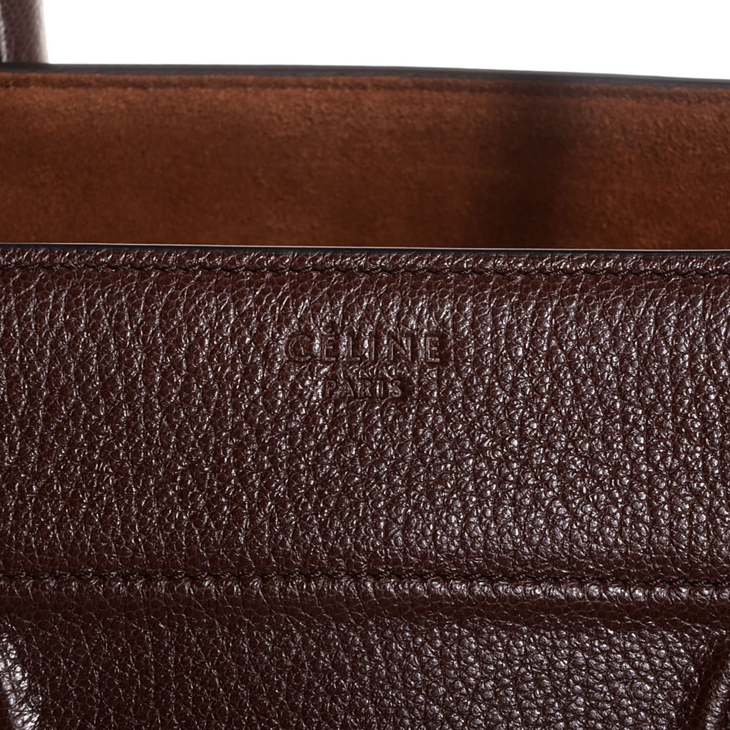 Shiny Grained Calfskin Medium Phantom Luggage Brown