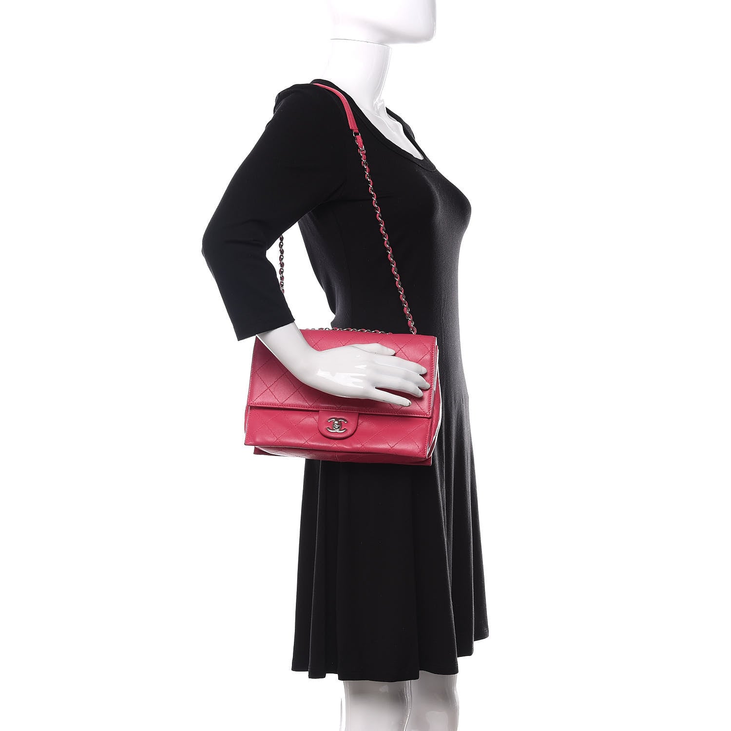 Chanel Calfskin Stitched Double Flap Bag Pink 2 of 10