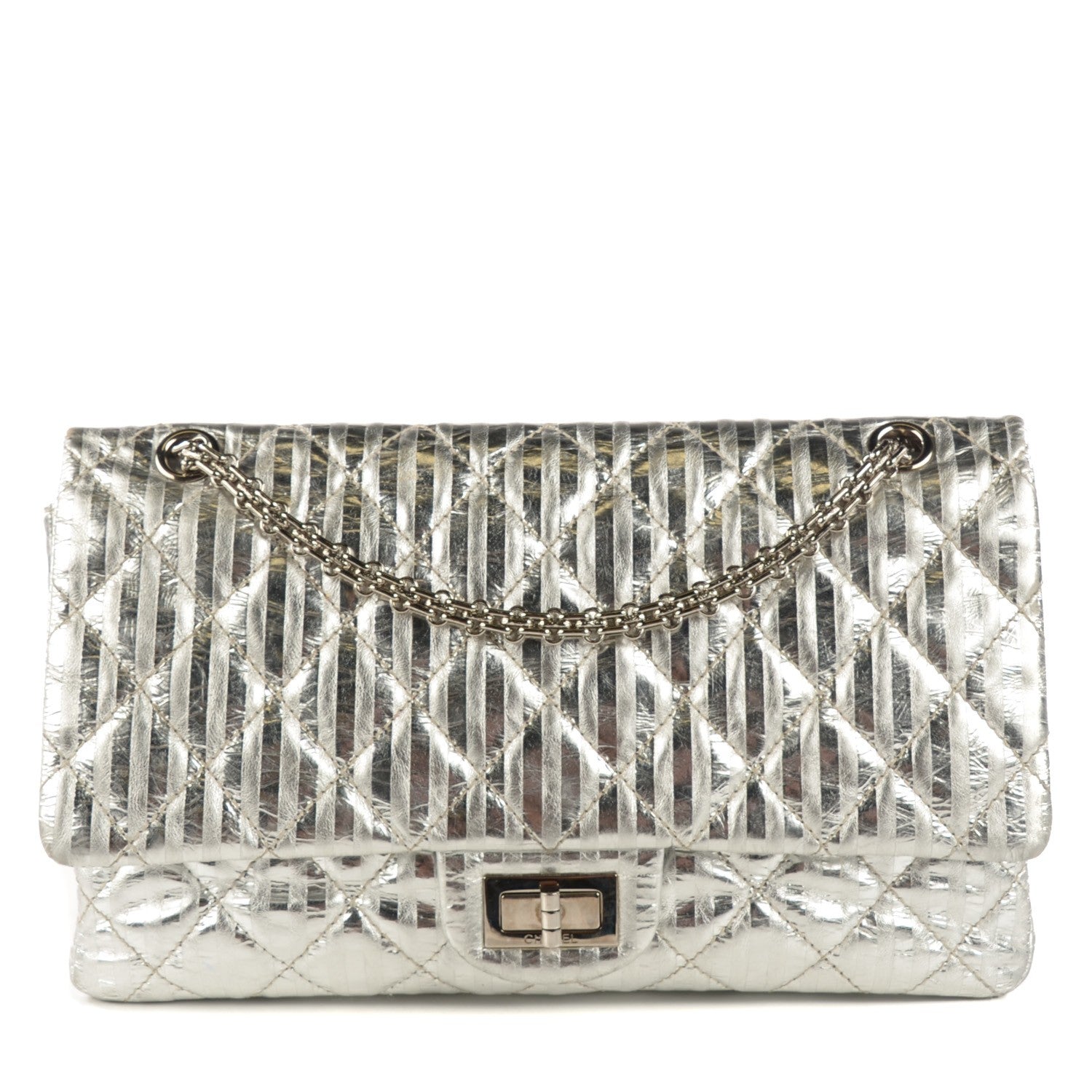 Chanel Metallic Calfskin Striped 2.55 Reissue 227 Silver 1 of 10