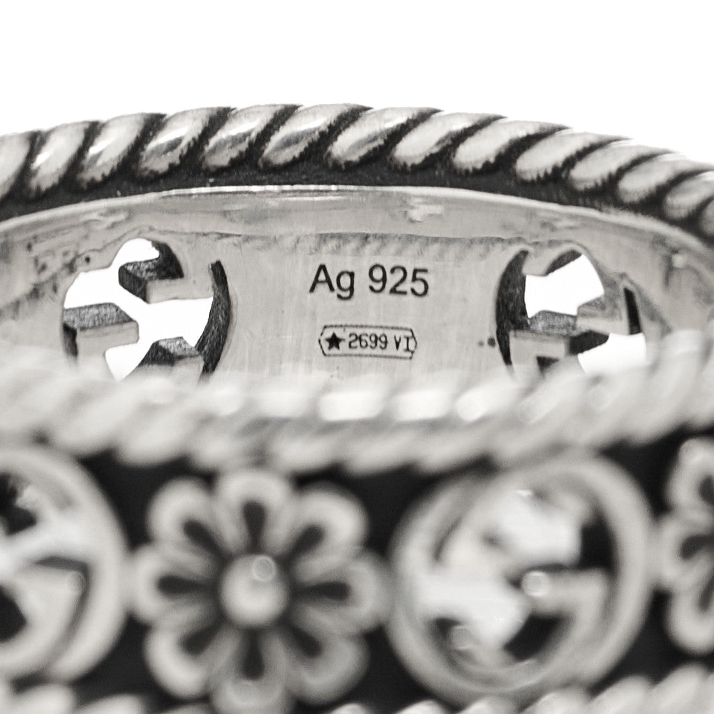 Gucci Sterling Silver Interlocking G Flower Ring 56 7.5 7 of 13