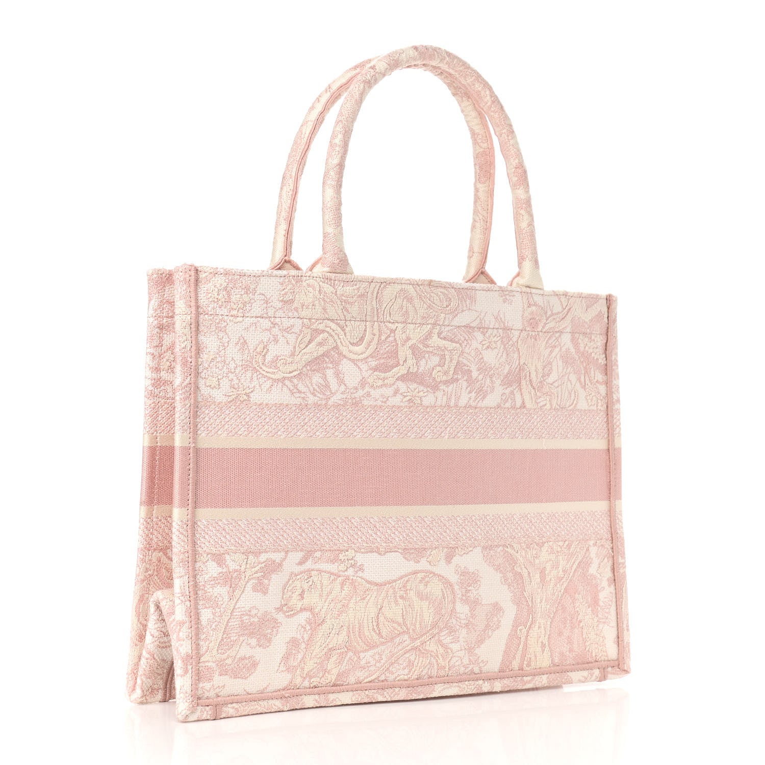 Christian Dior Canvas Toile De Jouy Embroidered Medium Book Tote Pink 2 of 10