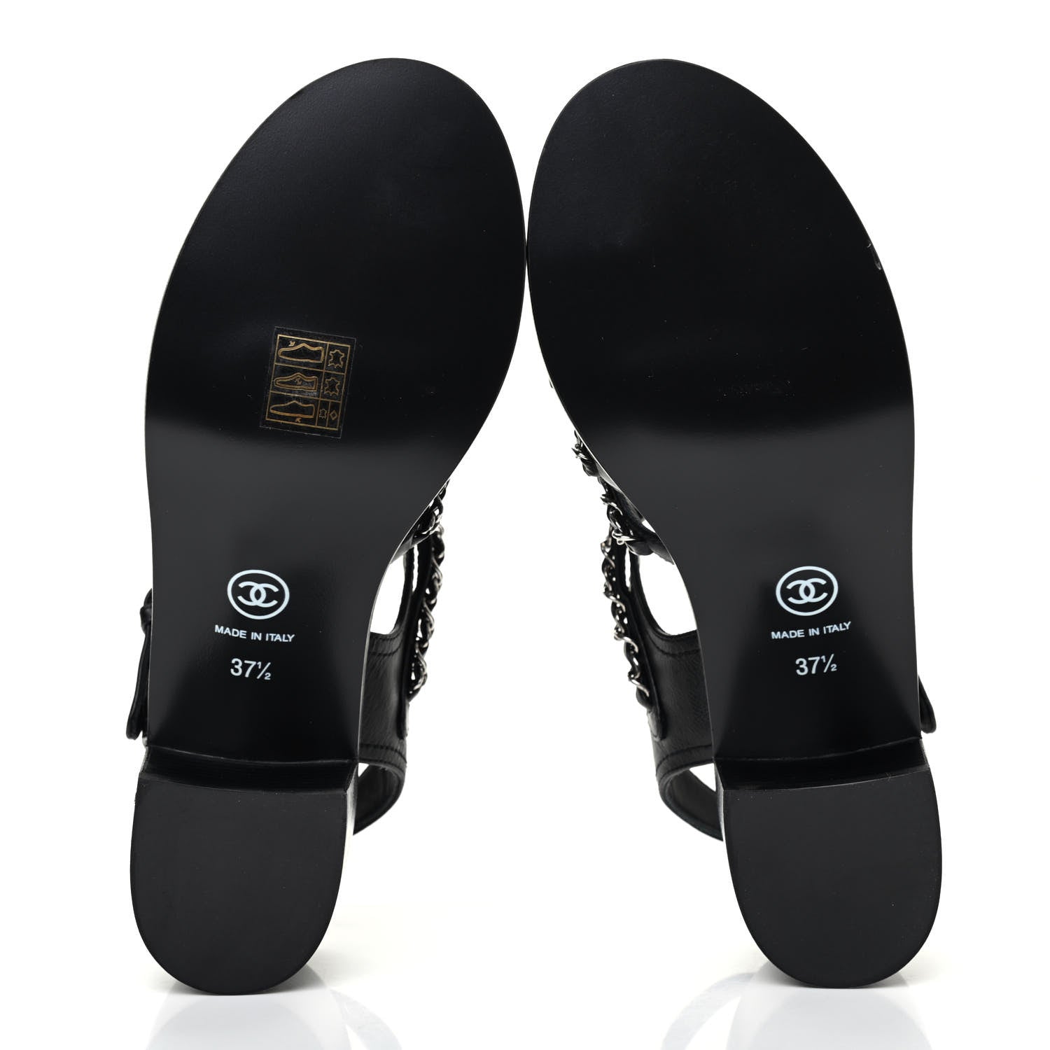 Chanel Calfskin Chain Sandals 37.5 Black 5 of 14