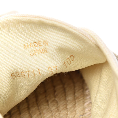 Gucci Canvas Logo Lace-Up Platform Espadrilles 37 Greggio Grege 8 of 9