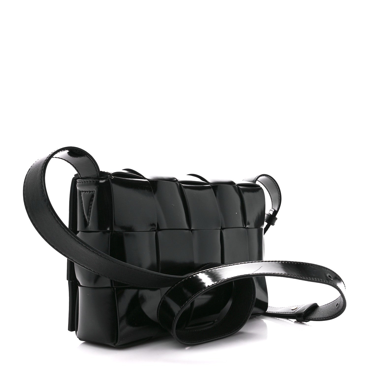 Bottega Veneta Patent Maxi Intrecciato Cassette Crossbody Bag Black 3 of 12