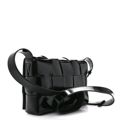 Bottega Veneta Patent Maxi Intrecciato Cassette Crossbody Bag Black 3 of 12