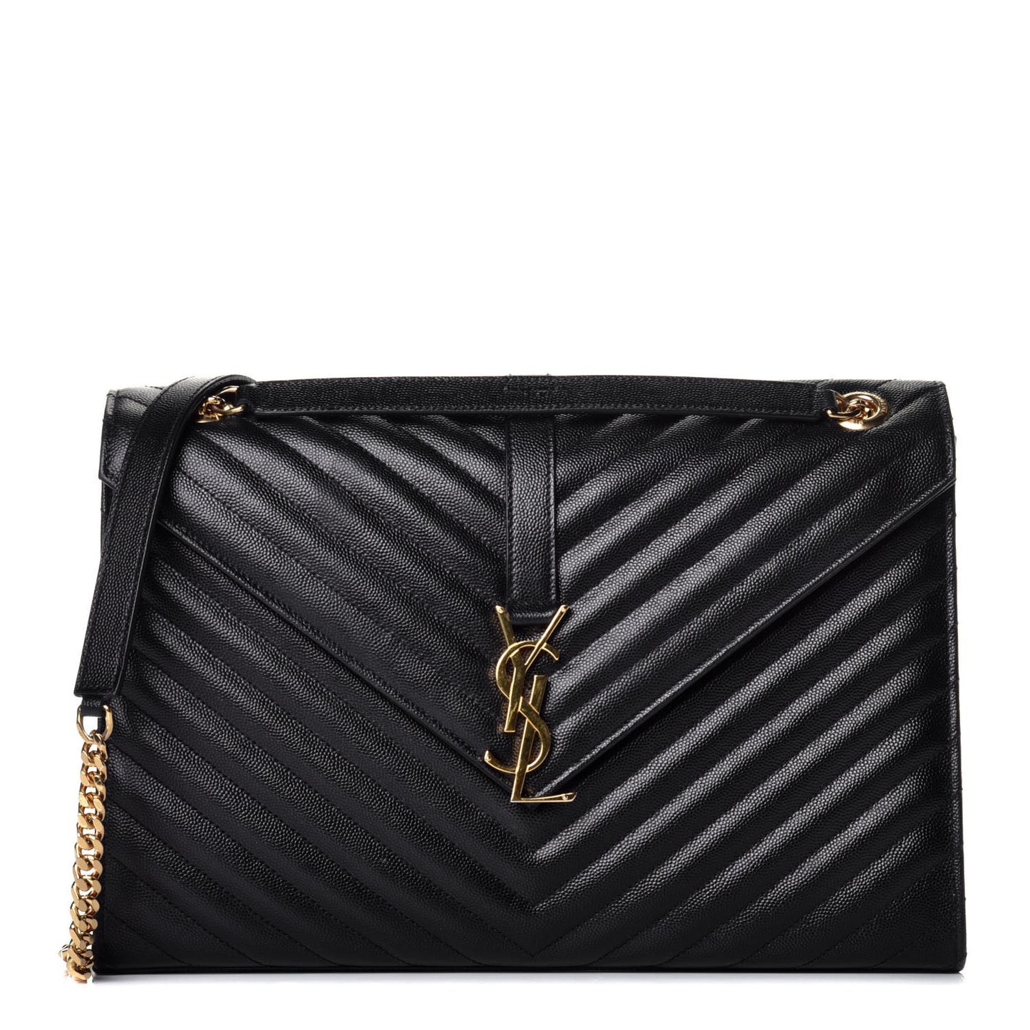 Grain De Poudre Matelasse Chevron Large Monogram Satchel Black