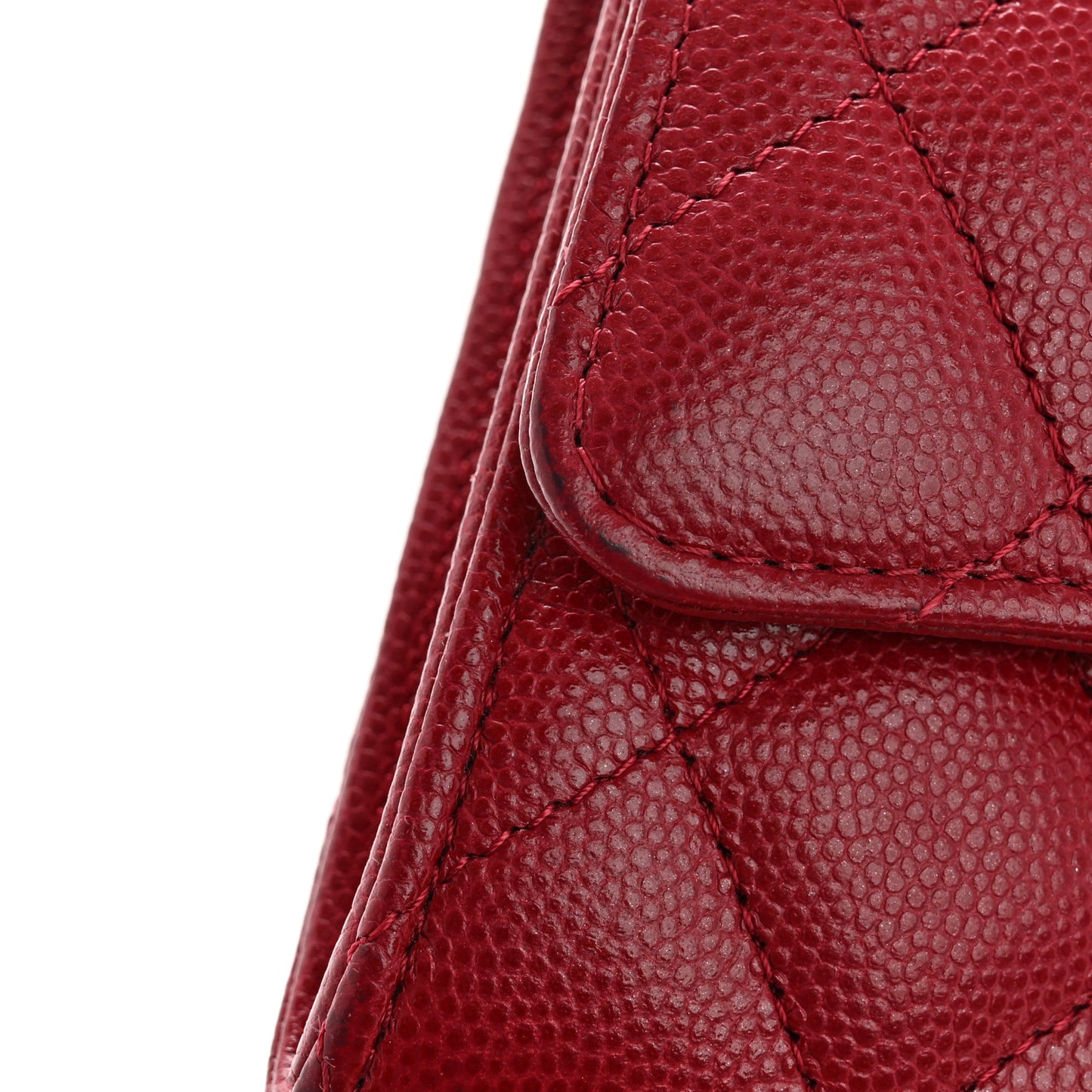 Caviar Quilted Large Gusset Flap Wallet Red