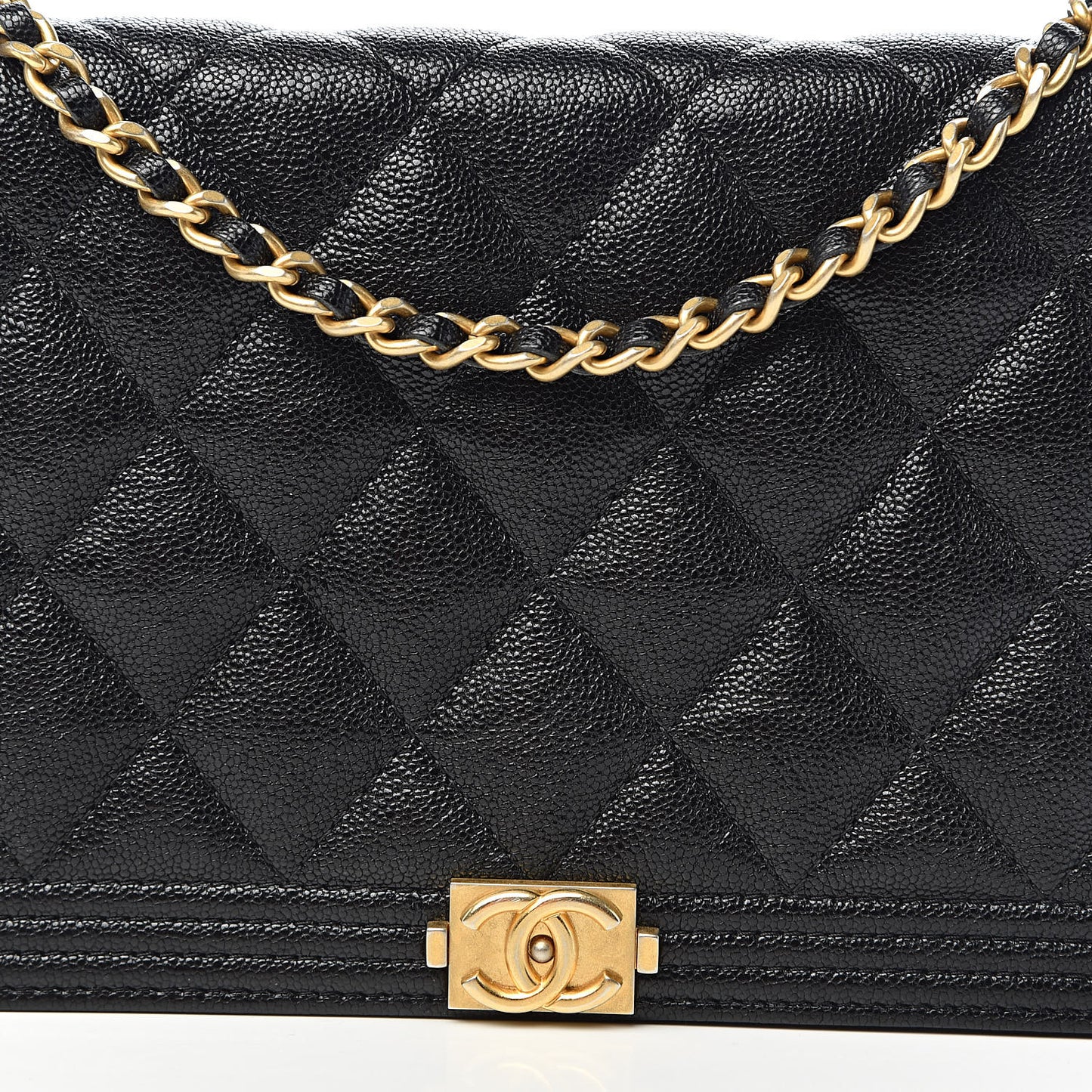 Caviar Quilted Boy Wallet On Chain WOC Black