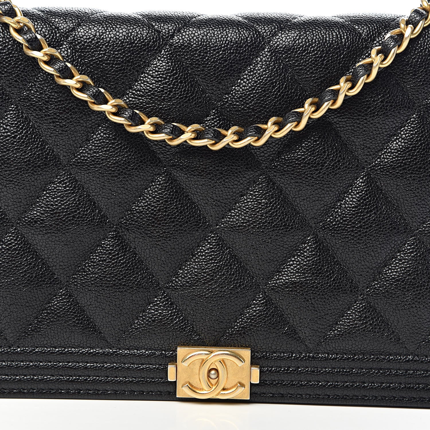 Chanel Caviar Quilted Boy Wallet On Chain WOC Black 11 of 12