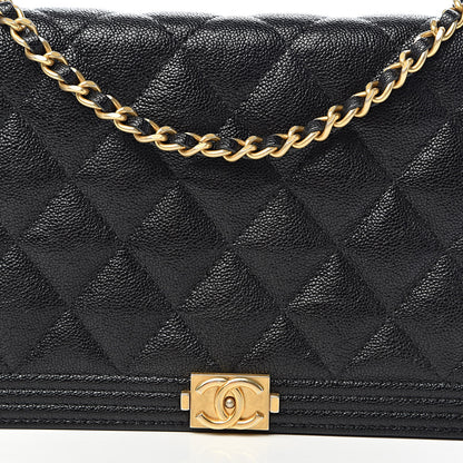 Chanel Caviar Quilted Boy Wallet On Chain WOC Black 11 of 12