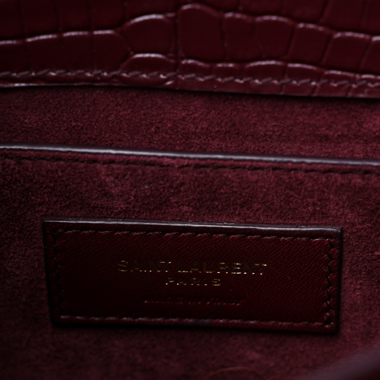 Calfskin Crocodile Embossed Medium Monogram Sunset Rouge Legion