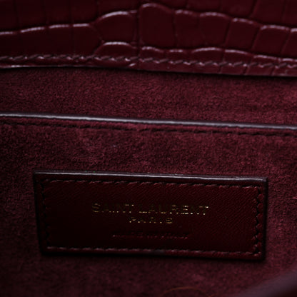 Saint Laurent Calfskin Crocodile Embossed Medium Monogram Sunset Rouge Legion 7 of 13