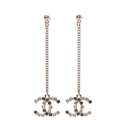 Chanel Crystal CC Drop Earrings Pink Grey Gold 1 of 4