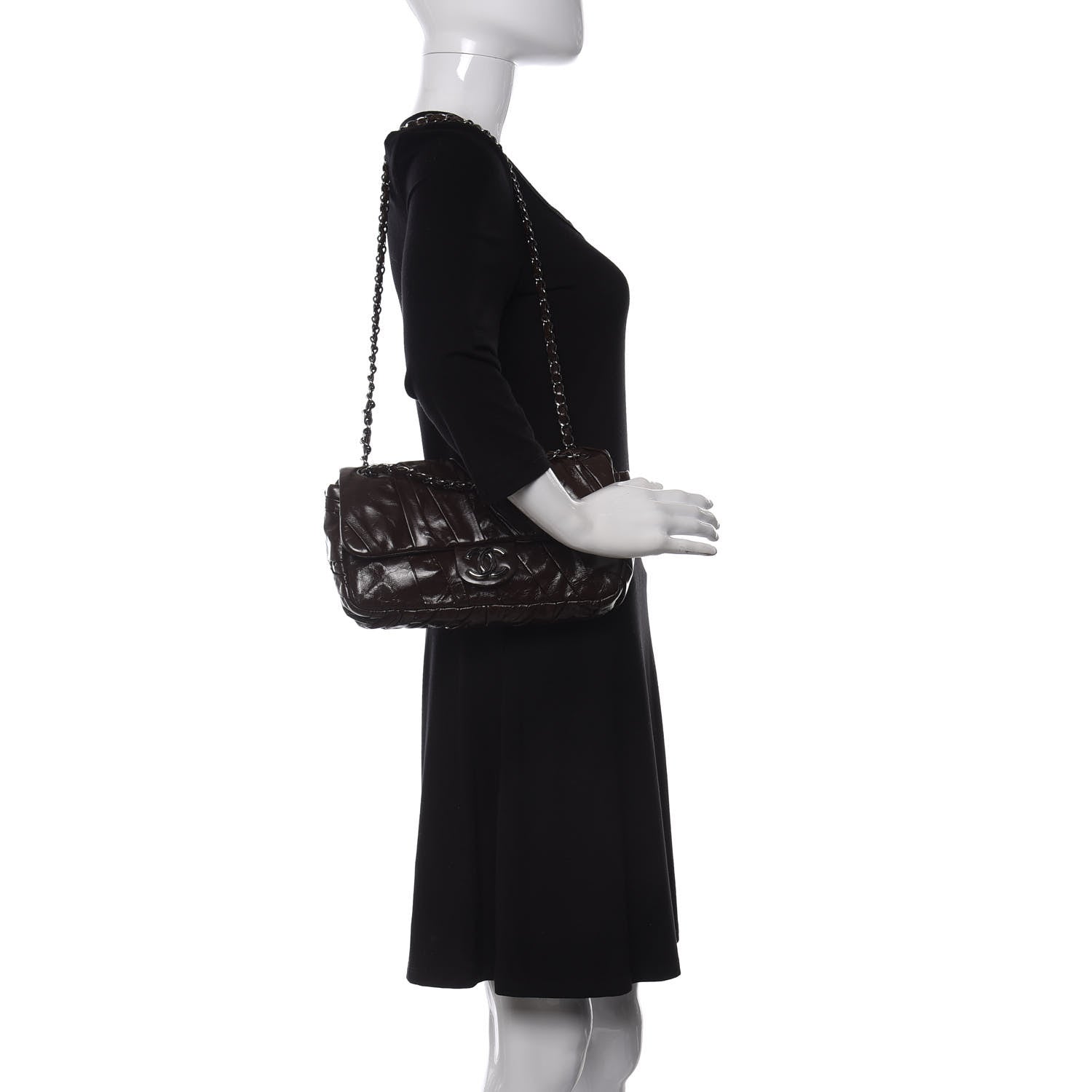 Chanel Glazed Calfskin Twisted Medium Flap Brown 2 of 11