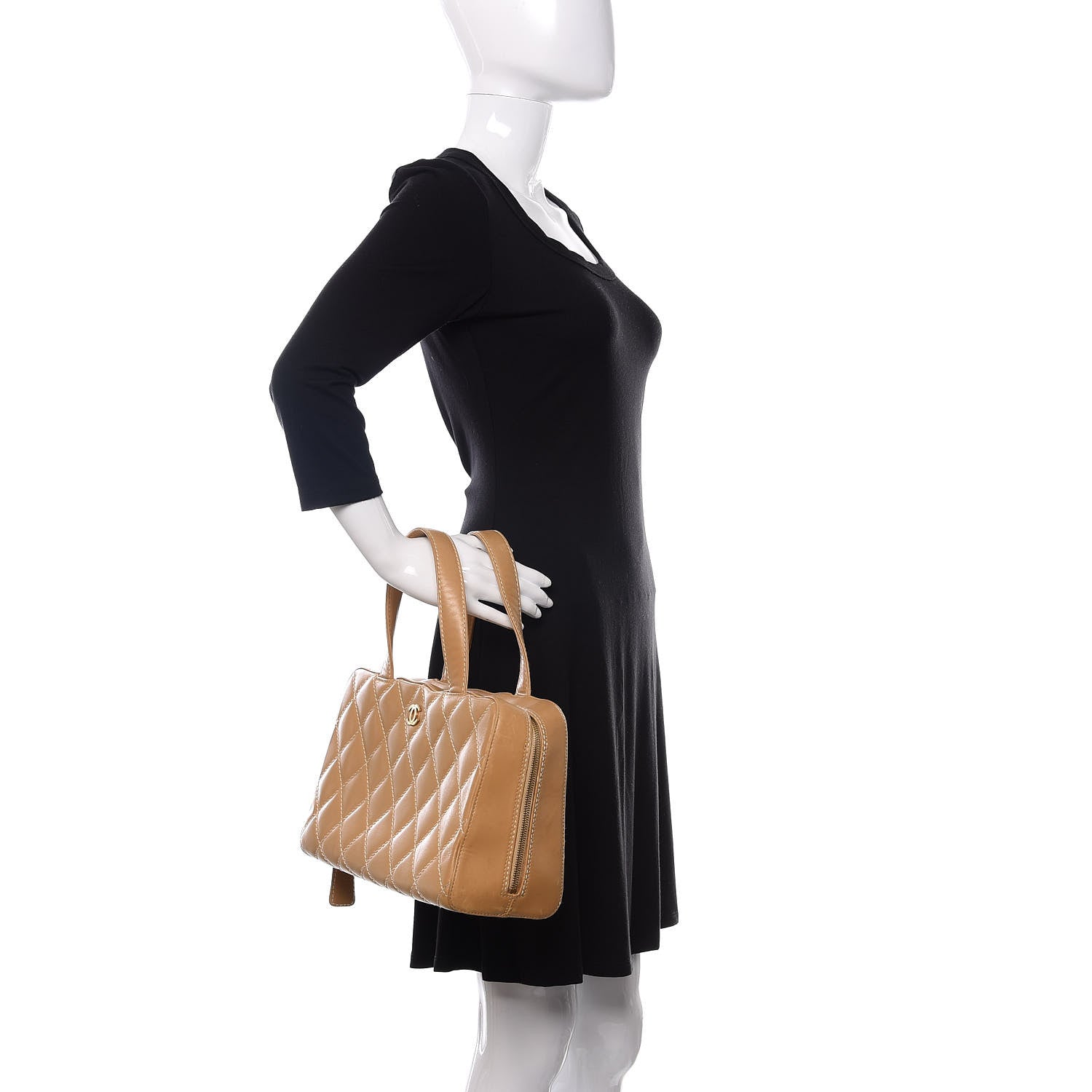 Chanel Calfskin Wild Stitch Top Handle Bag Beige 2 of 11