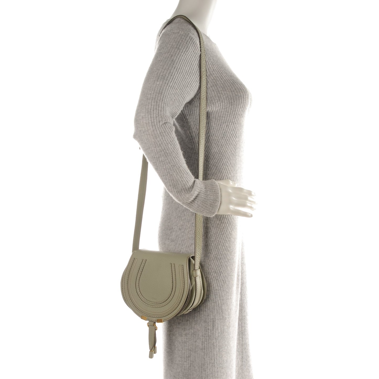 Calfskin Mini Marcie Round Crossbody Bag Baobab Green