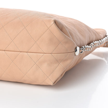 Chanel Grained Calfskin Stitched Large Braided With Style Hobo Beige 10 of 11