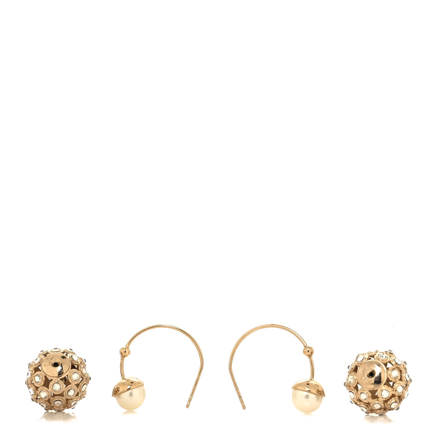 Pearl Crystal Mise En Dior Tribales Earrings Gold White