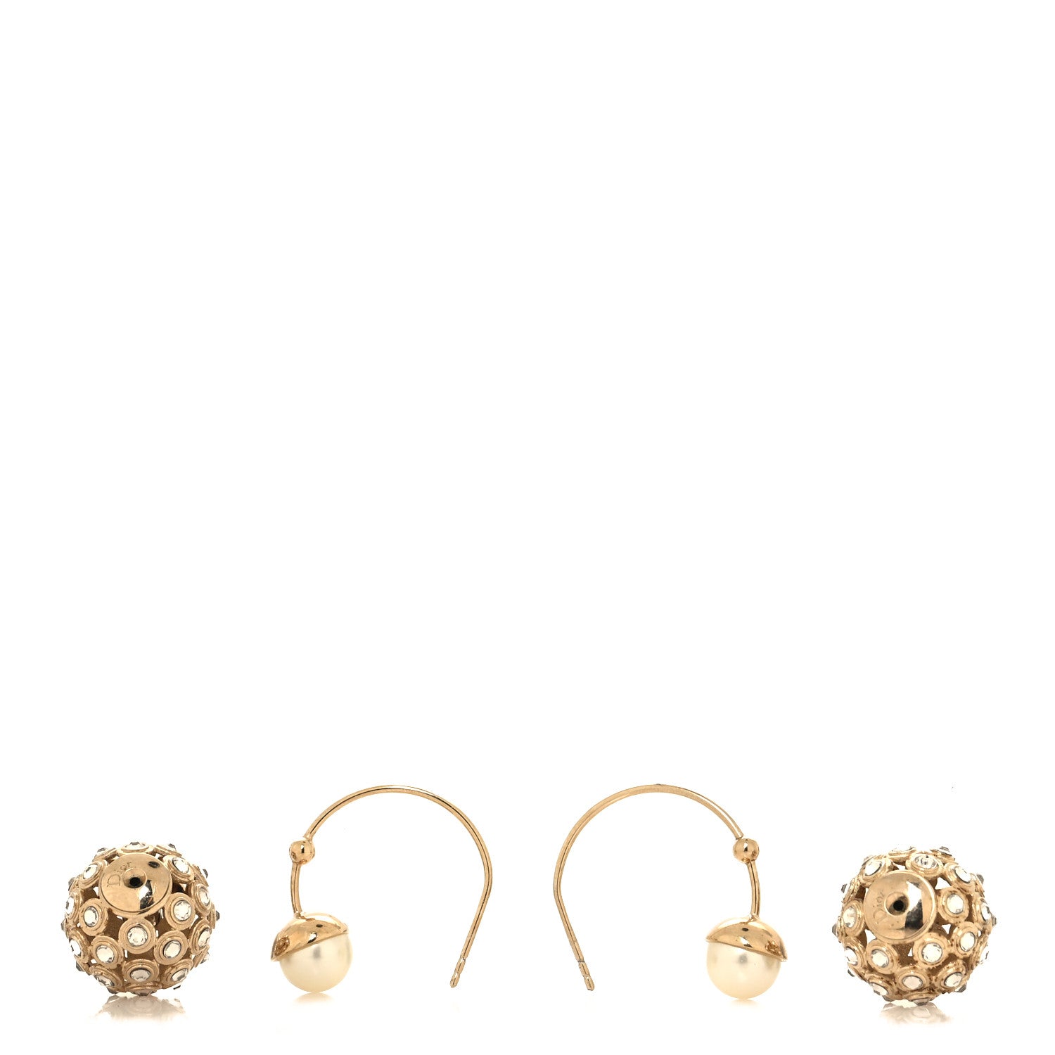 Christian Dior Pearl Crystal Mise En Dior Tribales Earrings Gold White 3 of 4
