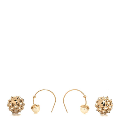 Christian Dior Pearl Crystal Mise En Dior Tribales Earrings Gold White 3 of 4