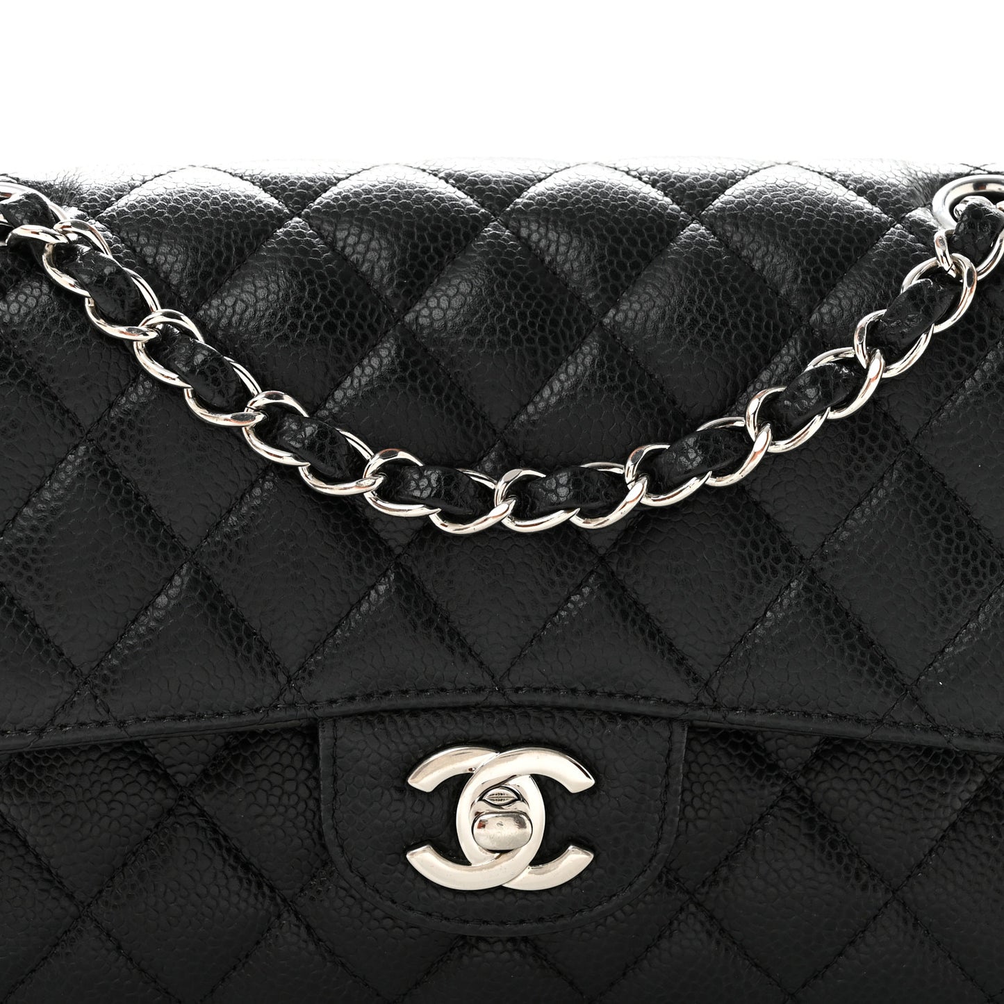 Caviar Quilted Small Double Flap Black