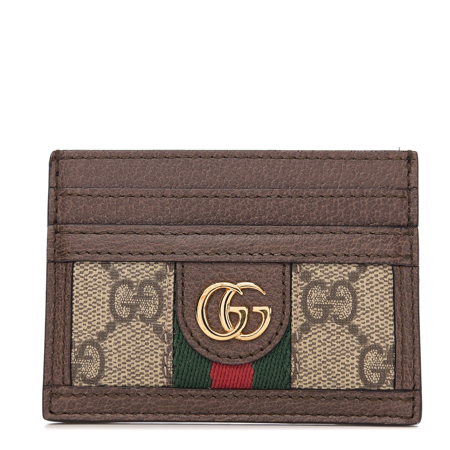 GG Supreme Monogram Ophidia Card Holder Brown