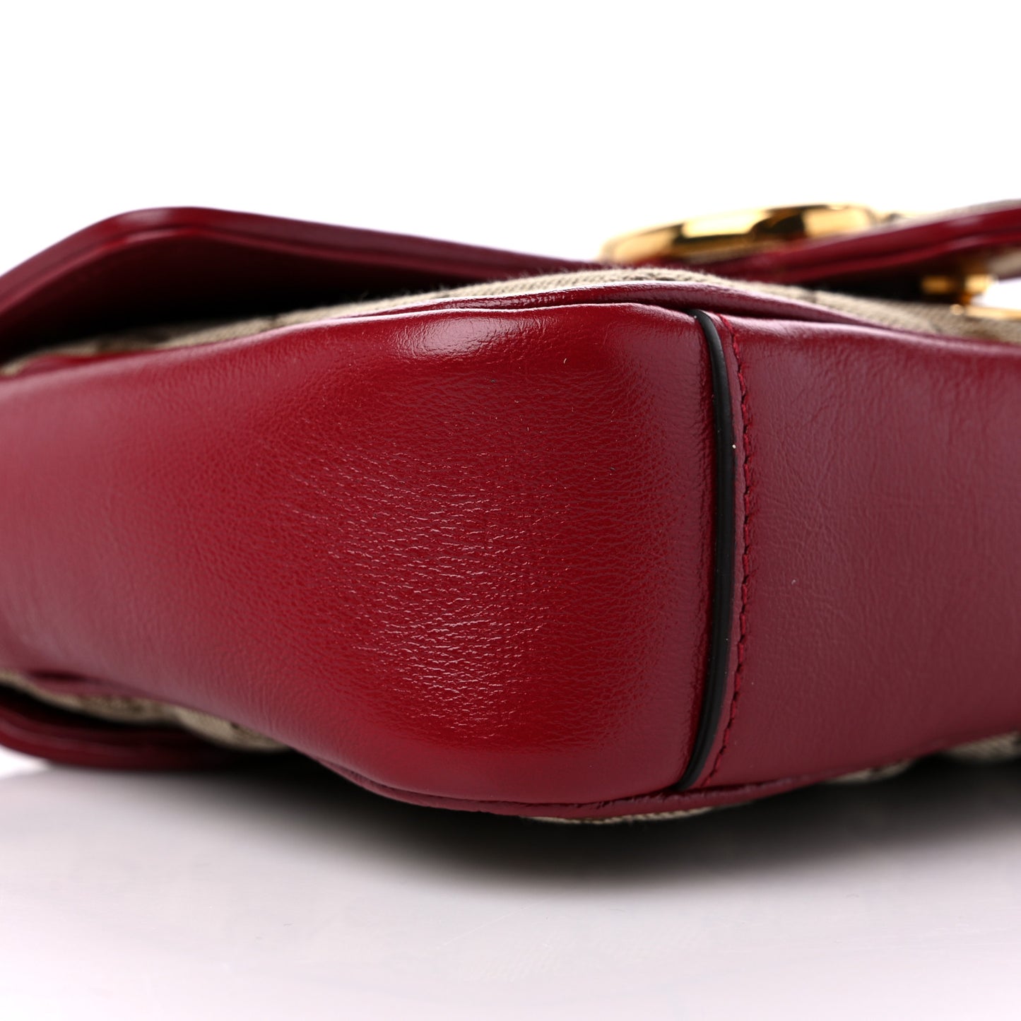 Monogram Azalea Calfskin Matelasse Diagonal Mini GG Marmont Shoulder Bag Beige Ebony New Cherry Red