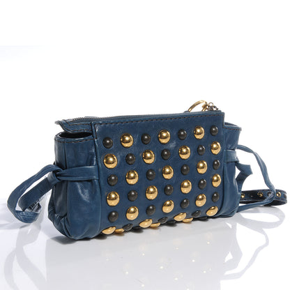 Gucci Leather Studded Babouska Clutch Ocean Blue 3 of 9