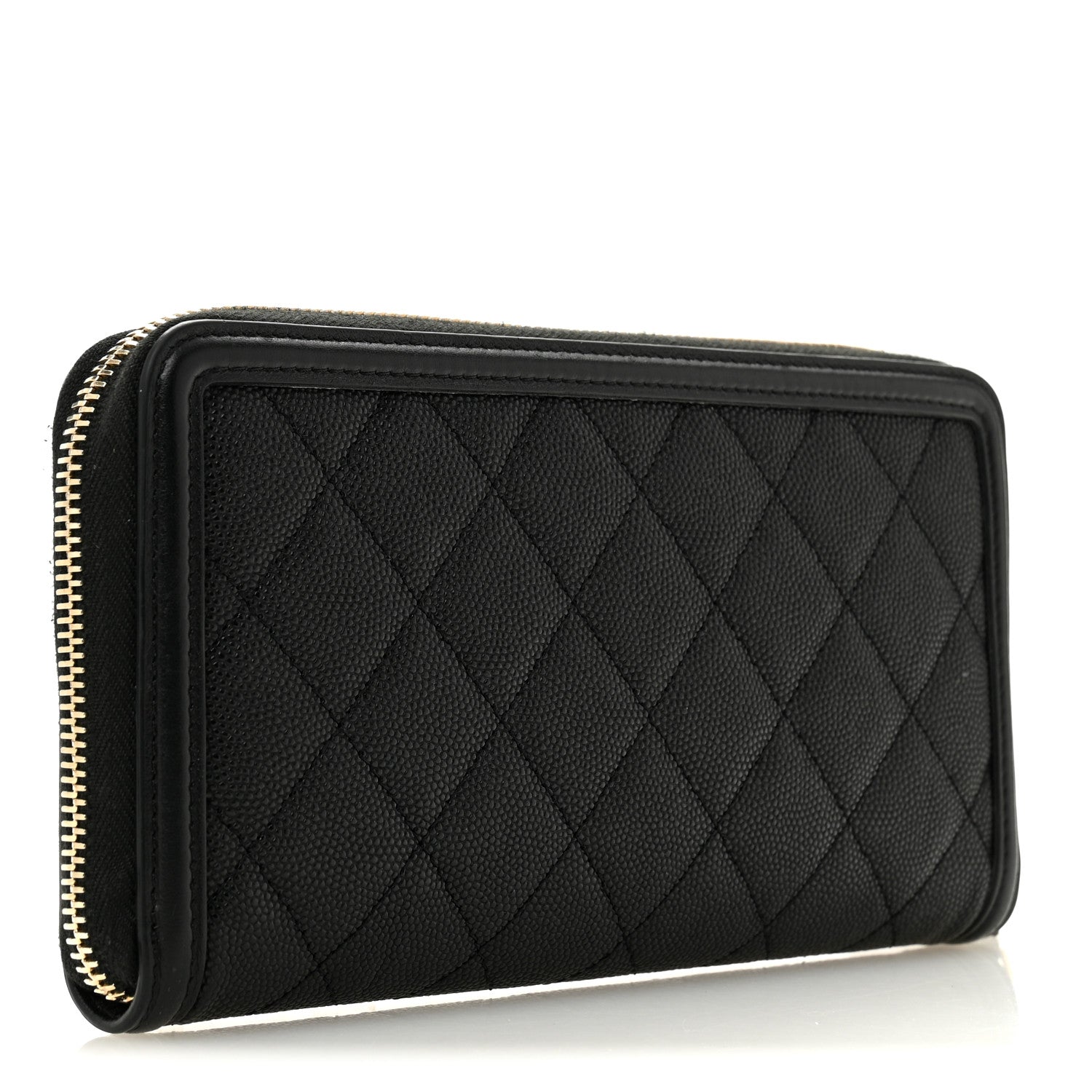 Chanel Caviar Quilted Filigree Zip Around Wallet Black 3 of 12