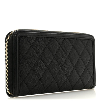 Chanel Caviar Quilted Filigree Zip Around Wallet Black 3 of 12
