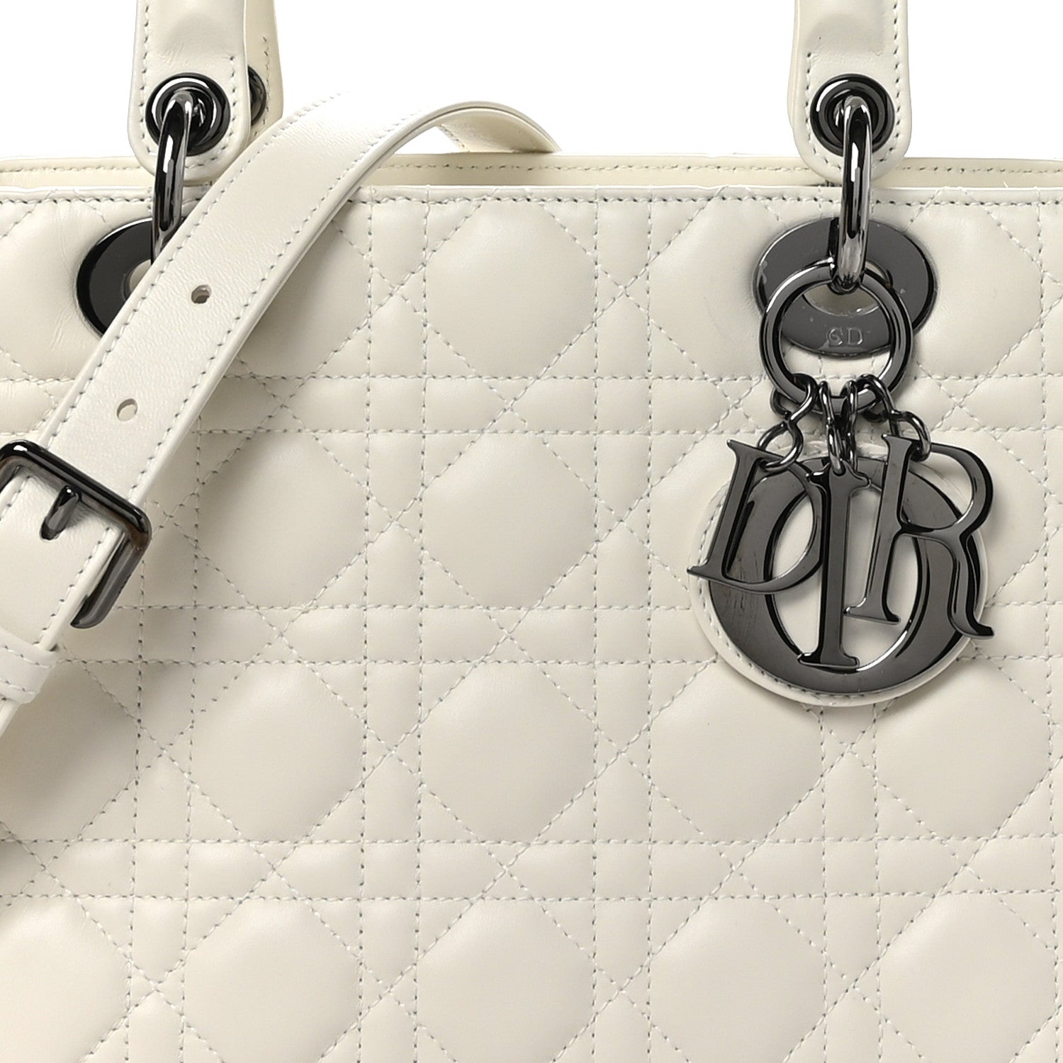 Christian Dior Lambskin Cannage Medium Lady Dior White 8 of 10