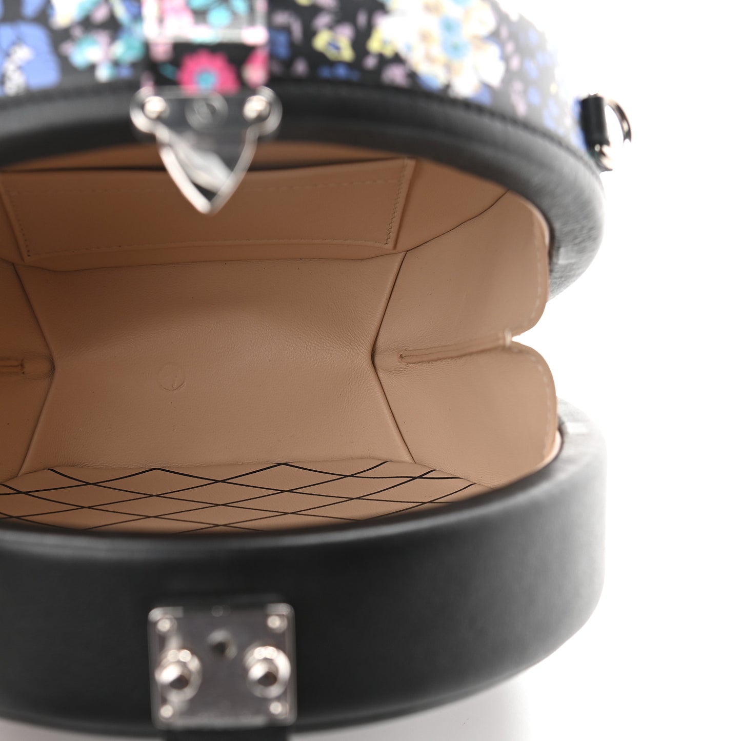 Calfskin Floral Print Petite Boite Chapeau Black