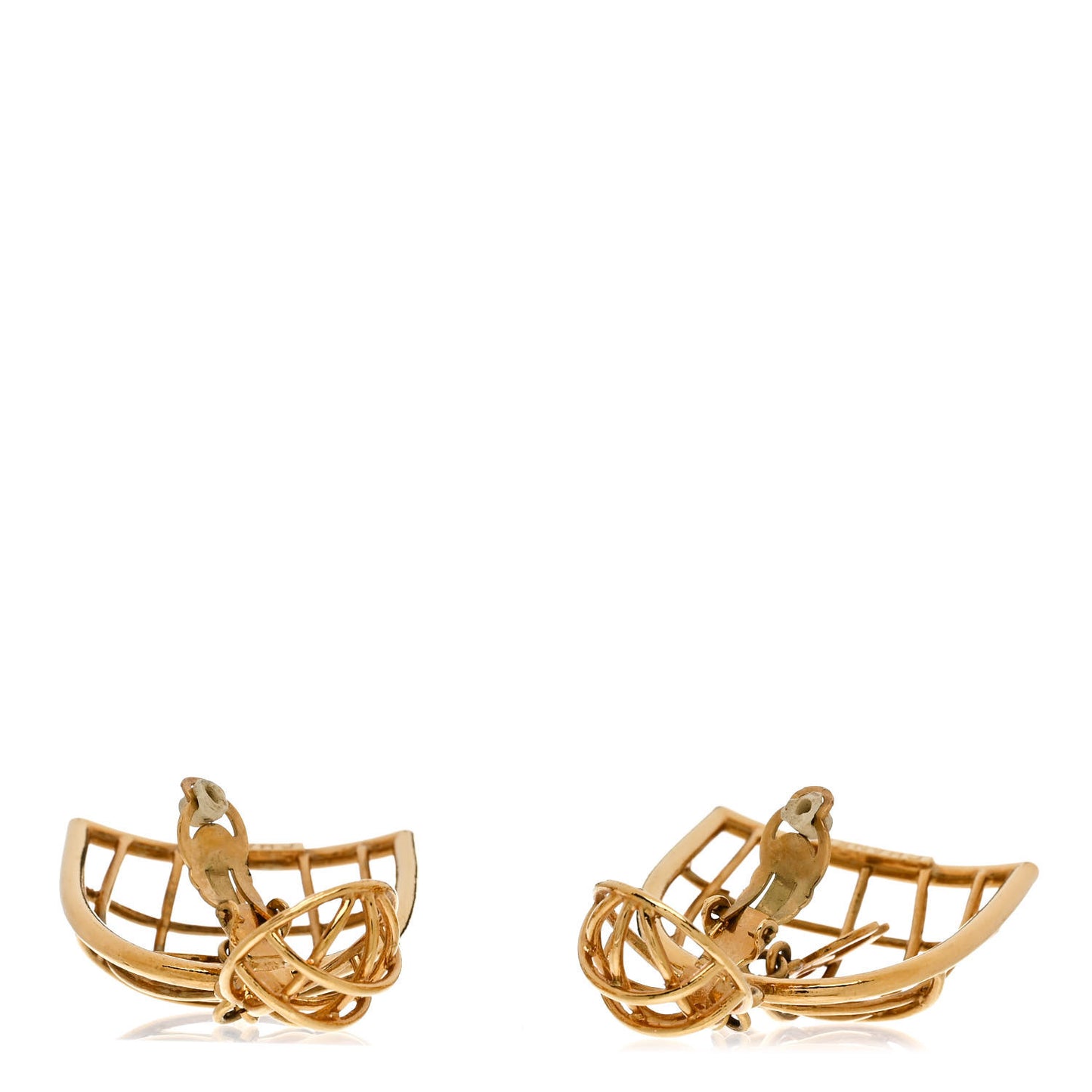 CC Bird Cage Drop Clip On Earrings Gold