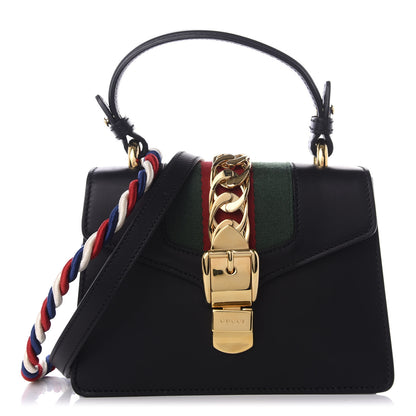 Gucci Calfskin Mini Sylvie Top Handle Bag Black 1 of 8