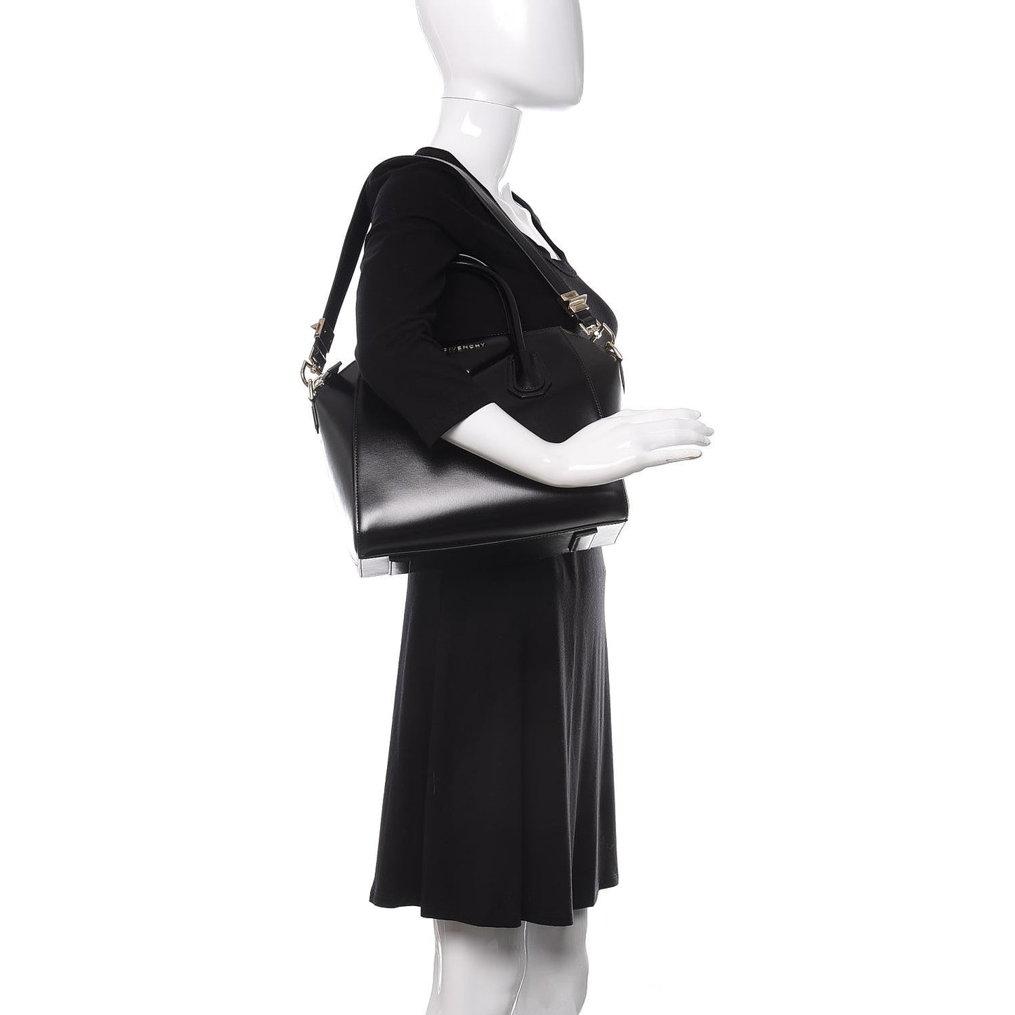 Shiny Lord Calfskin Small Antigona Black