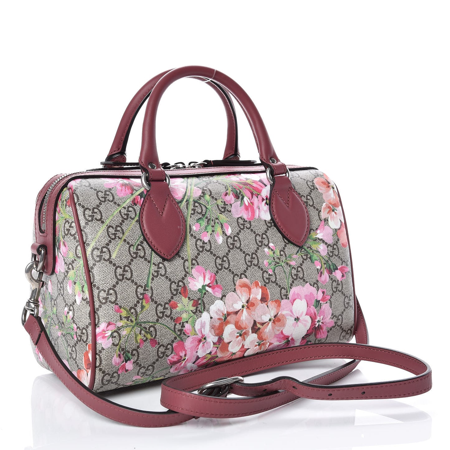 GG Supreme Monogram Blooms Small Boston Beige Multicolor Dry Rose