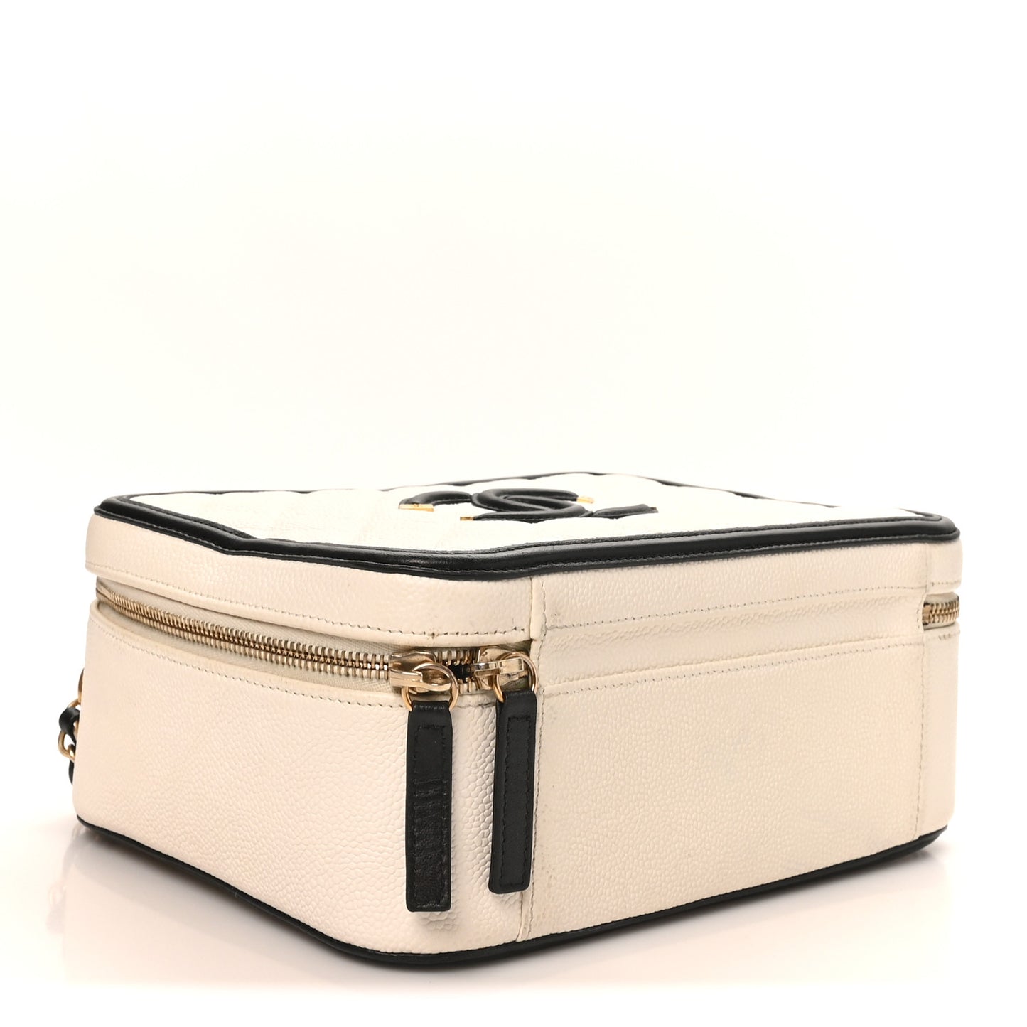Caviar Quilted Large CC Filigree Vanity Case White Black