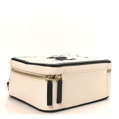 Chanel Caviar Quilted Large CC Filigree Vanity Case White Black 4 of 10