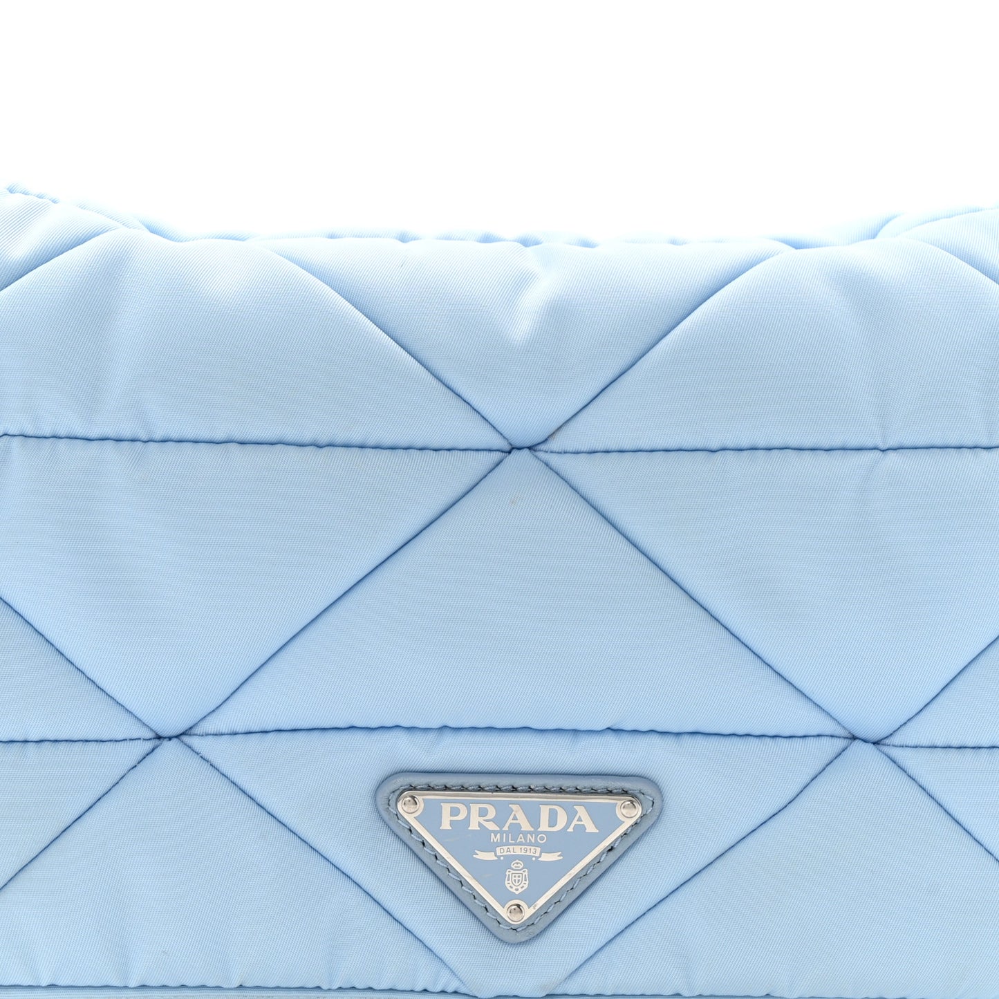 Re-Nylon Quilted Padded Flap Shoulder Bag Celeste