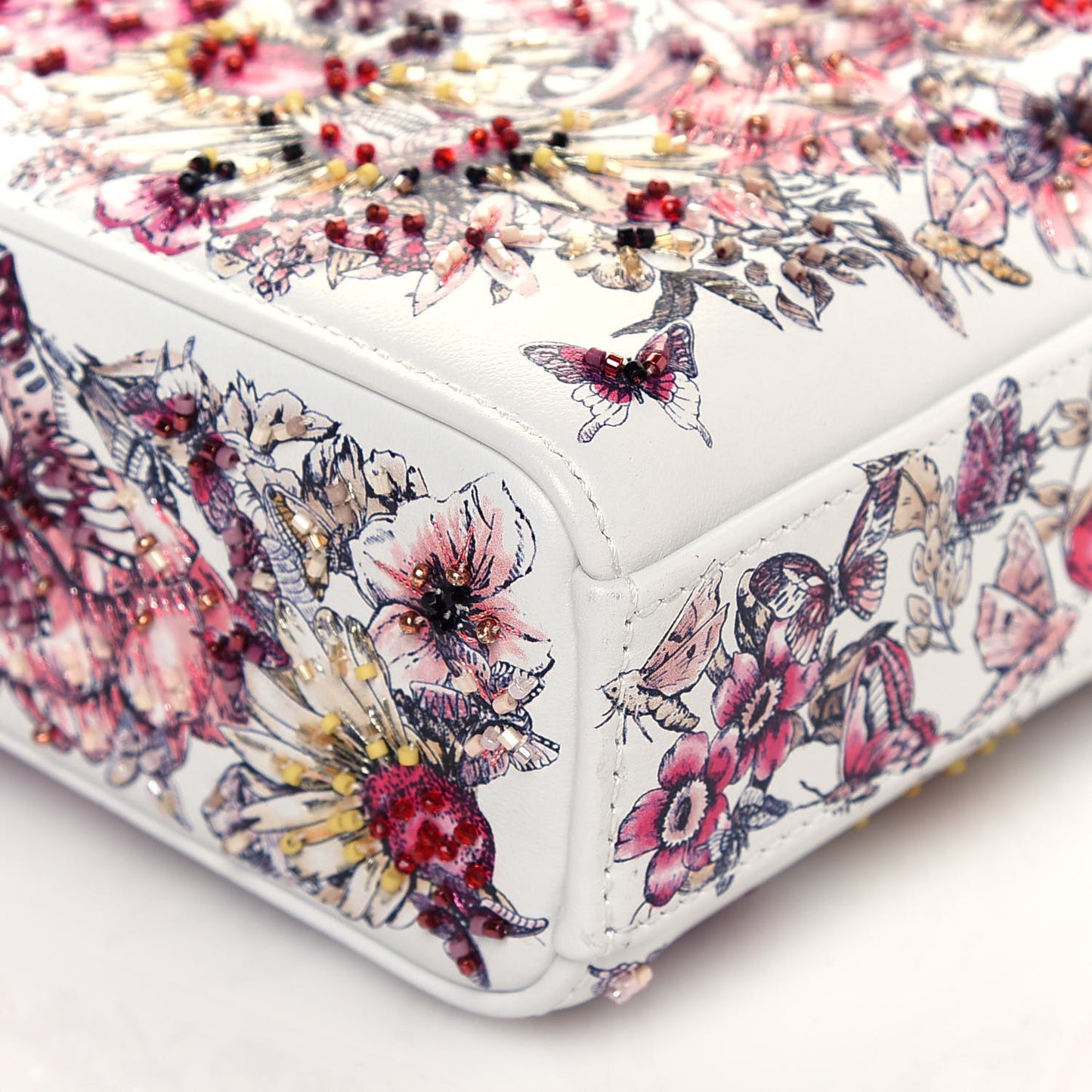 Calfskin Embroidered Butterfly Printed Lady D-Joy Multicolor