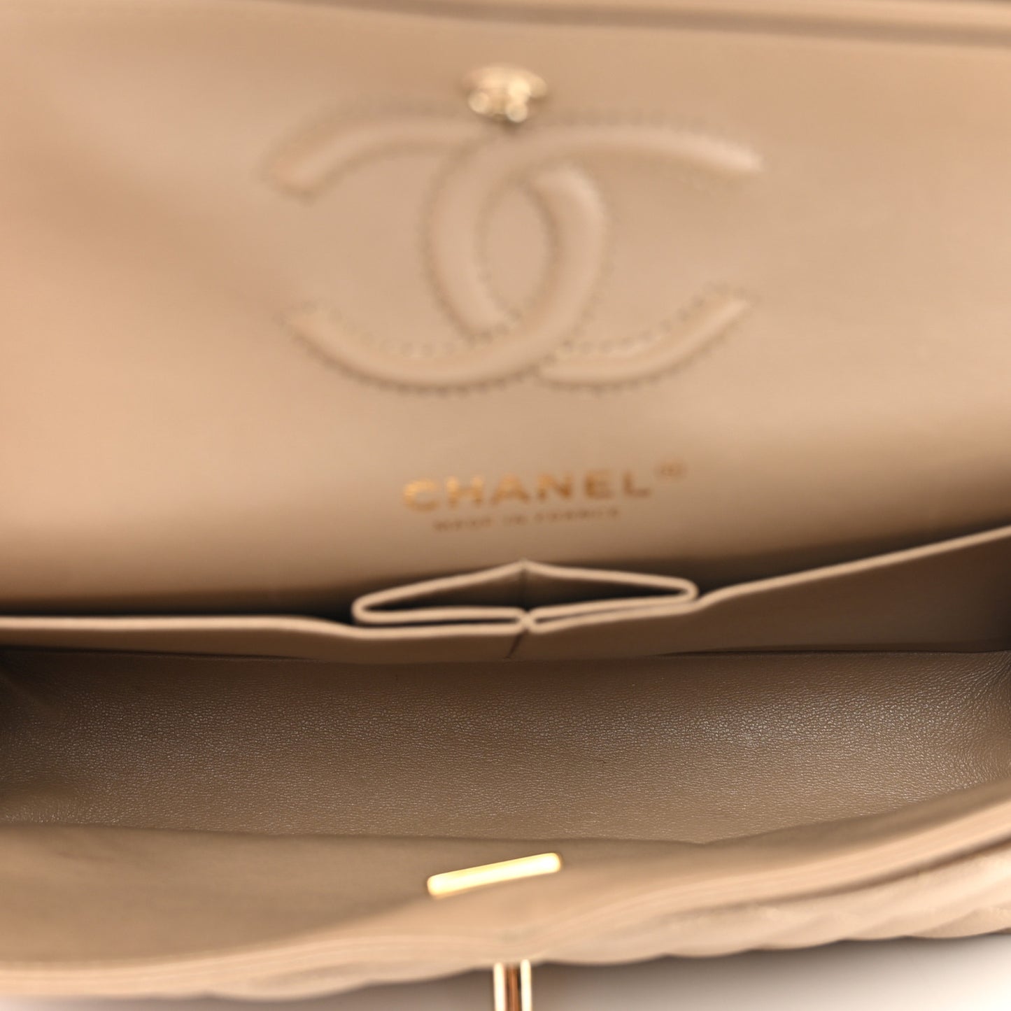 Caviar Quilted Small Double Flap Dark Beige