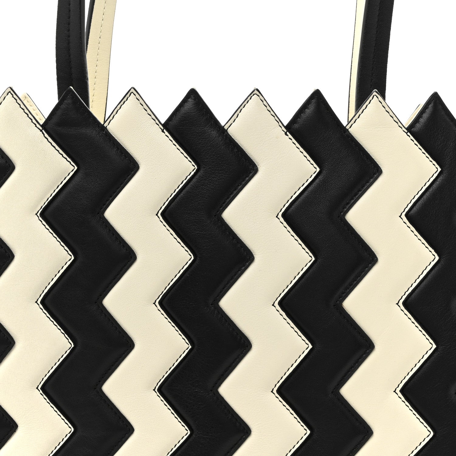 Salvatore Ferragamo Calfskin ZigZag Tote Black White 7 of 14