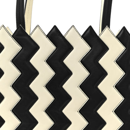Salvatore Ferragamo Calfskin ZigZag Tote Black White 7 of 14